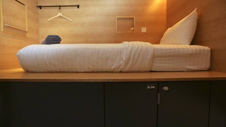 room in capsule hotel in japan
